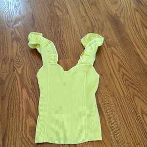 Anthropologie Lemon Ruffle Strap Tank